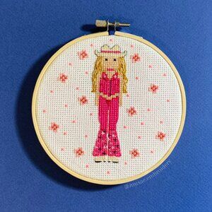 Barbie in Pink Cowgirl Look Cross-Stitch Embroidery Loop